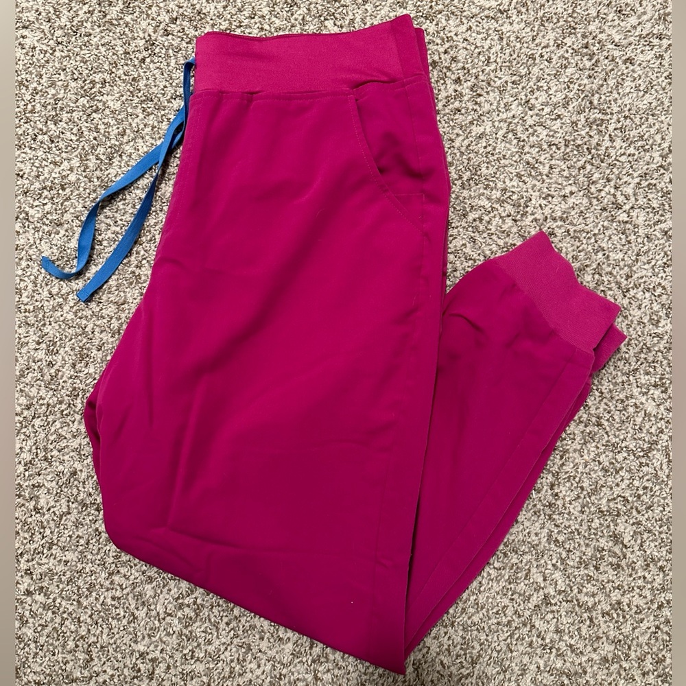 Figs Women's Pants in Magenta and Blue